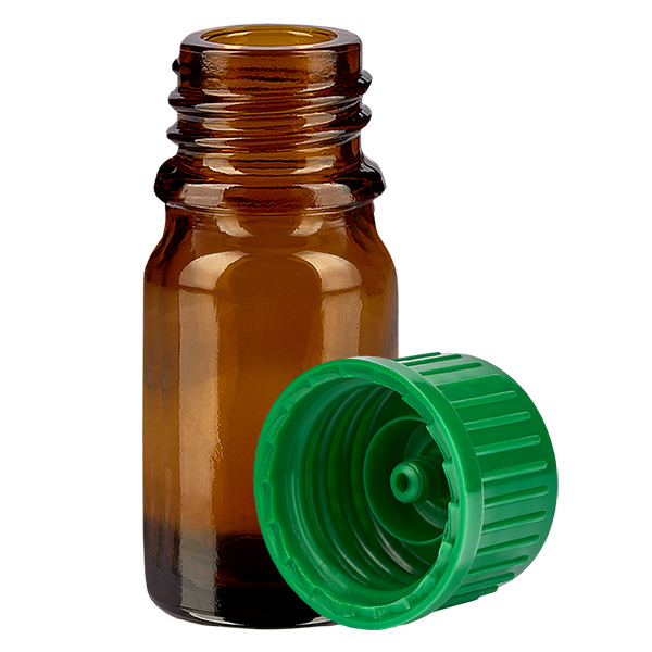 Frasco de 5 ml con tapón de rosca de 11 mm verde Estándar BrownLine UT18/5