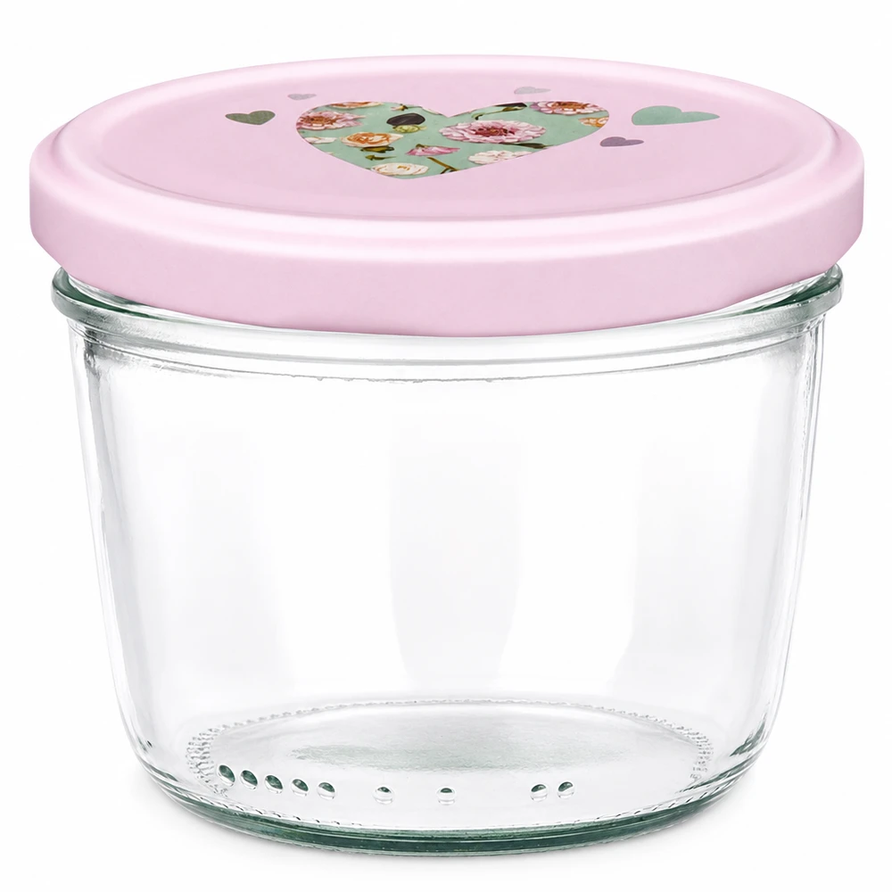 Tarro mason 230ml con tapa BasicSeal rosa motivo corazón tarro de mermelada tarro de conserva vacío