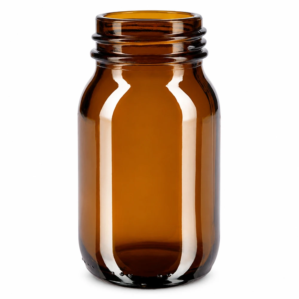 100ml botella de vidrio ámbar de cuello ancho Frasco de 100 ml de cuello ancho de vidrio ámbar para cosméticos y productos farmacéuticos