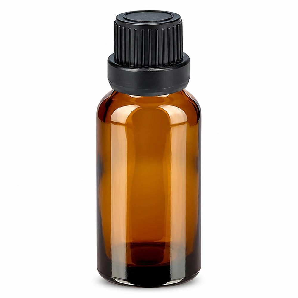 Frasco cuentagotas de 10 ml de vidrio marrón con tapón negro para aceites esenciales