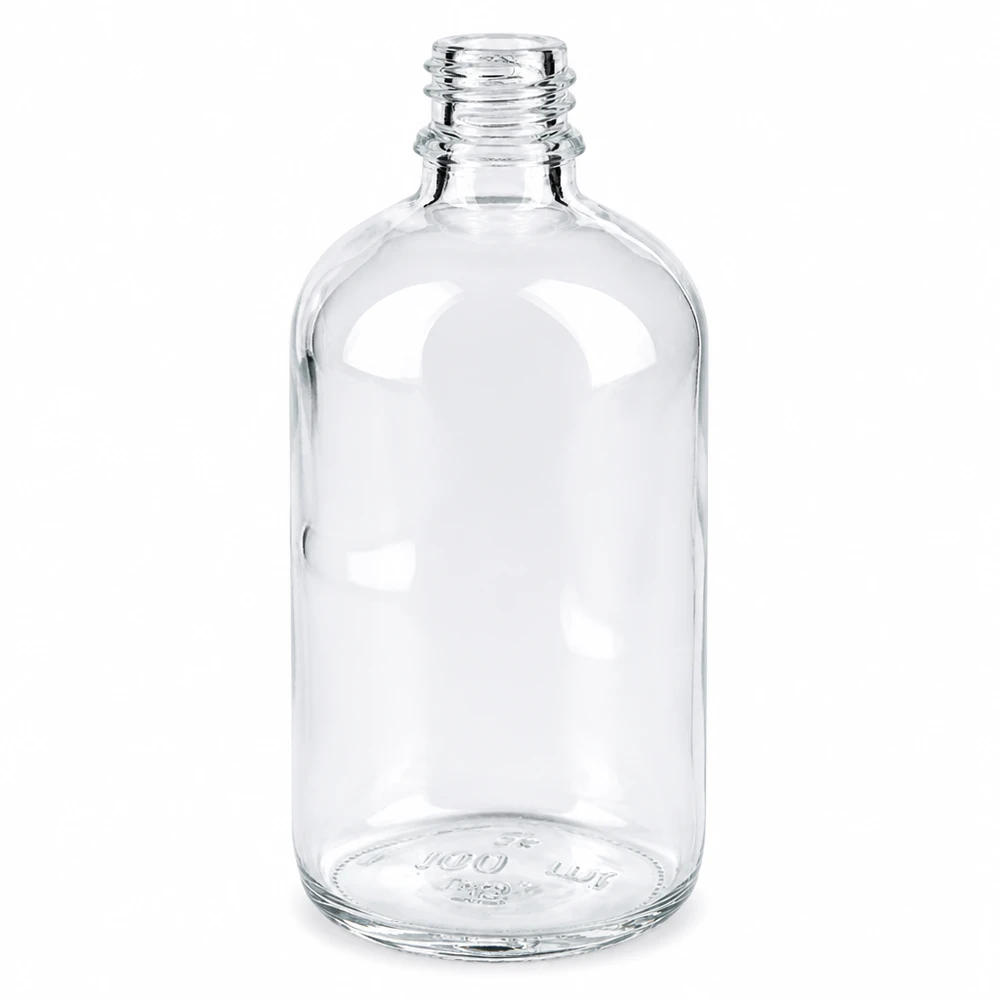 Frasco de vidrio transparente 100ml DIN 18 Frasco de farmacia transparente ApoGlas de 100 ml de vidrio transparente para aplicaciones farmacéuticas