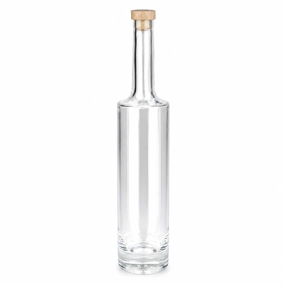 500ml Glasflasche Rosa mit Holzgriff-Korken UNiTWIST leer transparent zylindrisch für Spirituosen Öl Essig