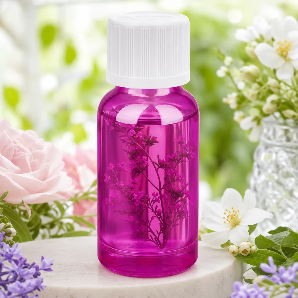 Frasco cuentagotas de 20 ml 1,2 mm blanco estándar a prueba de niños PurpleLine.UT18/20 Práctico frasco cuentagotas de 20 ml en vibrante color morado con contenido botánico para esencias naturales