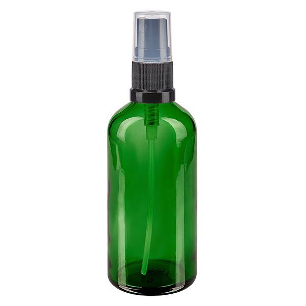 Botella de farmacia verde 100ml pulverizador negro Botella de farmacia verde 100ml pulverizador negro