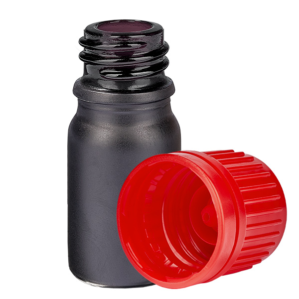Frasco 5ml 11mm tapón rosca rojo inviolable BlackLine UT18/5 Frasco 5ml 11mm tapón rosca rojo inviolable BlackLine UT18/5