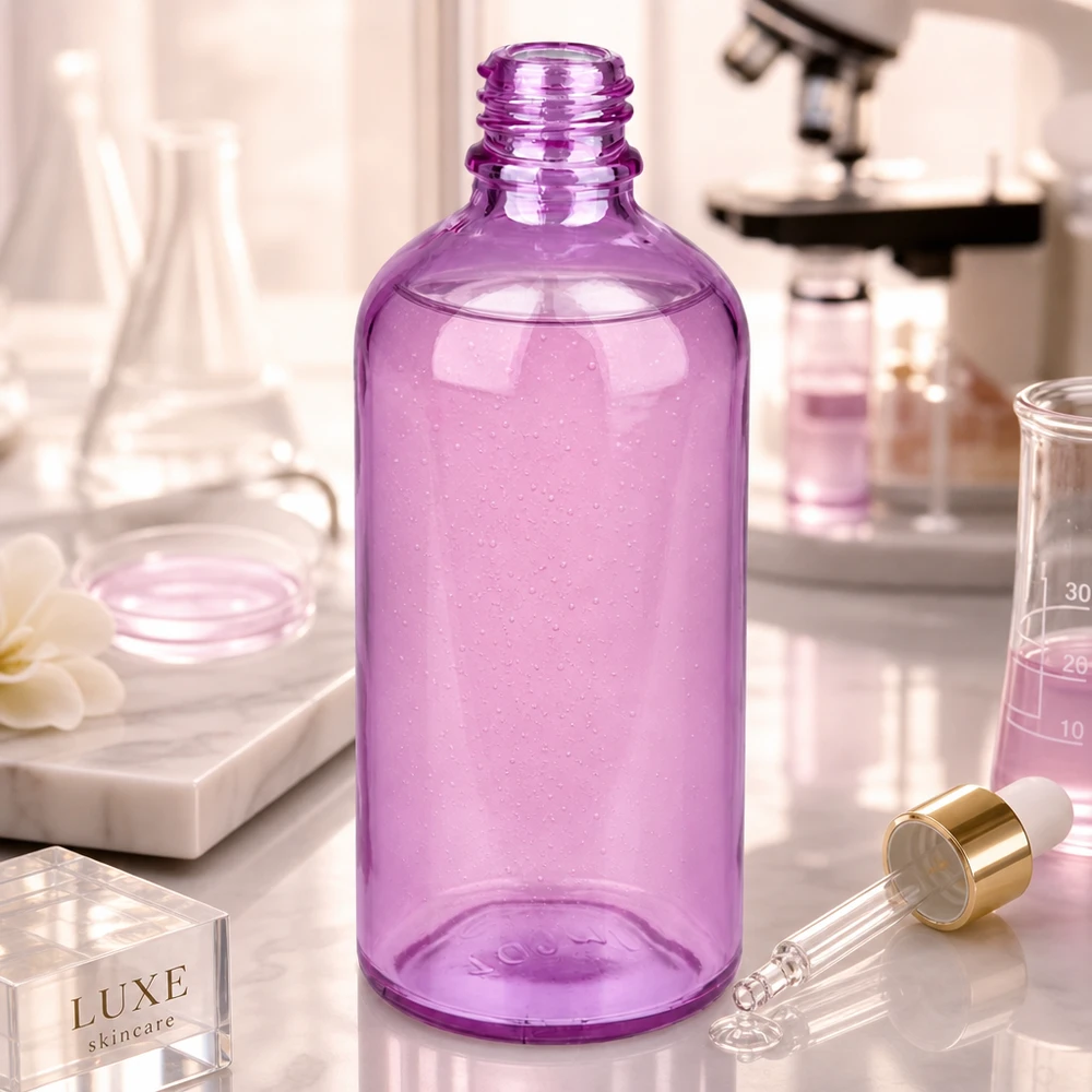 Frasco de farmacia de 100 ml PurpleLine UT18/100 UNiTWIST Frasco de farmacia de alta calidad de 100 ml de vidrio violeta con práctico sistema de cierre UNiTWIST