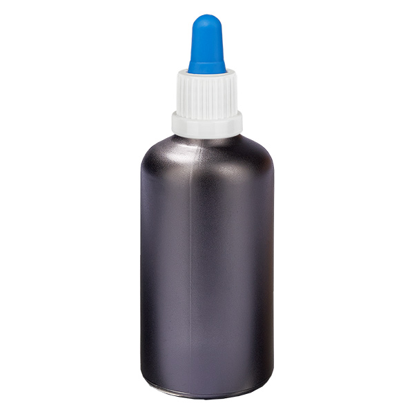Frasco pipeta 100ml blanco/azul tapón inviolable NegroL. UT18/100 Frasco pipeta 100ml blanco/azul tapón inviolable NegroL. UT18/100