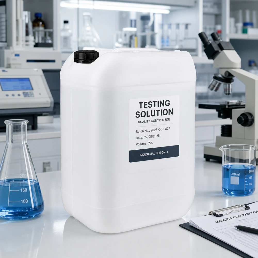 Bidón de plástico resistente de 25 litros con cierre OV para el control de calidad en el laboratorio