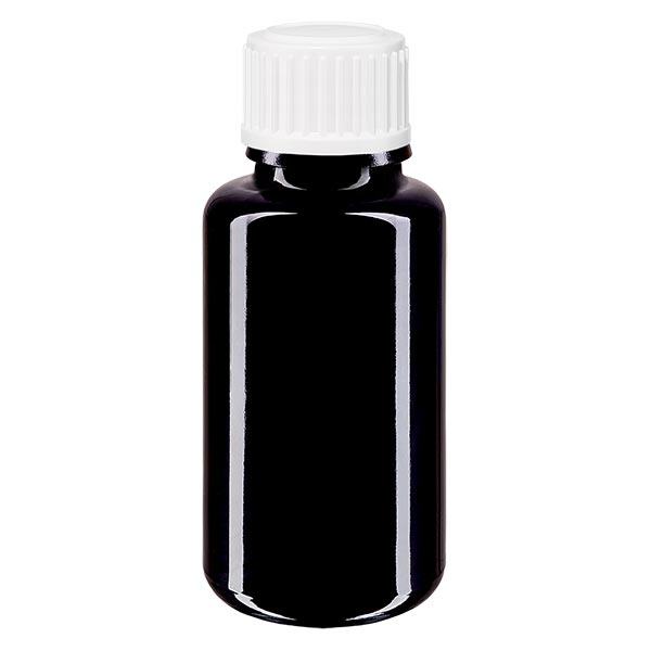 Botella de farmacia violeta 20ml con tapón de rosca blanco estándar Botella de farmacia violeta 20ml con tapón de rosca blanco estándar