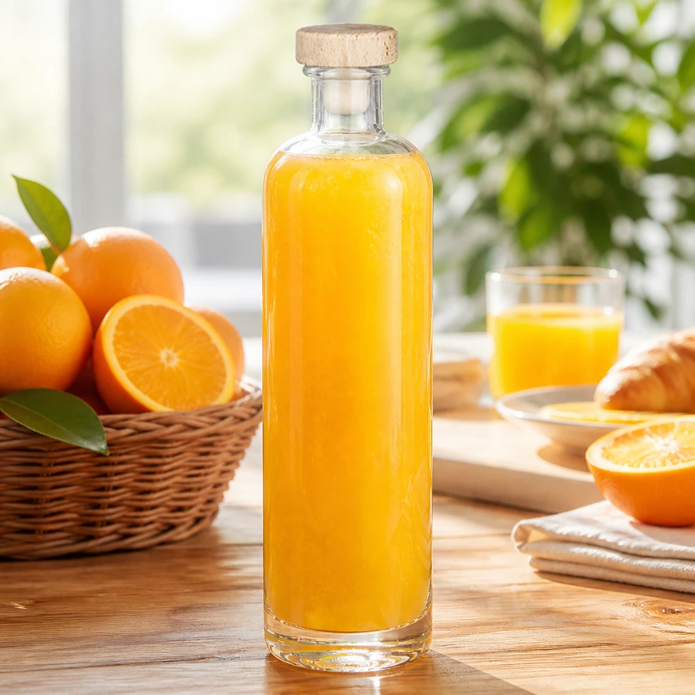 Botella de vidrio de 500 ml «Ella» con tapón de corcho con asa de madera UNiTWIST®