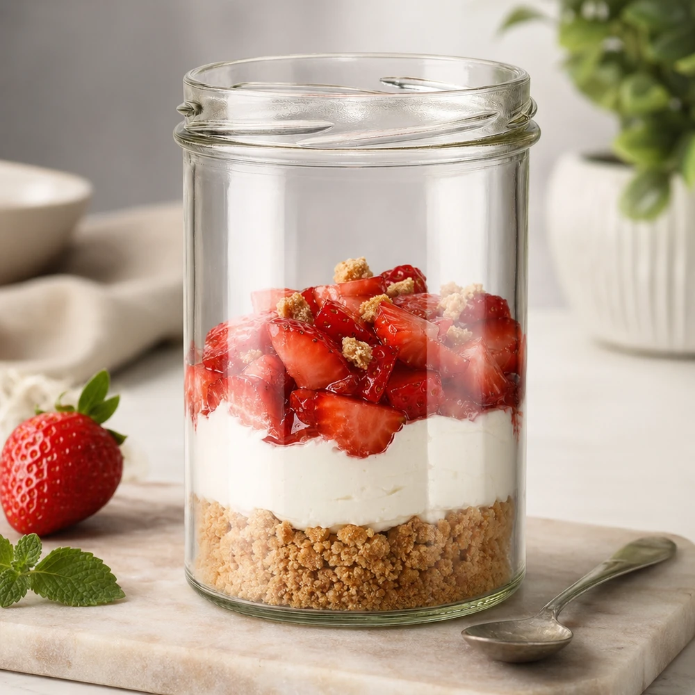UNiTWIST Sturz435 tarro de conservas 435ml con fresa postre en capas TO82 rosca para postres dulces y parfait