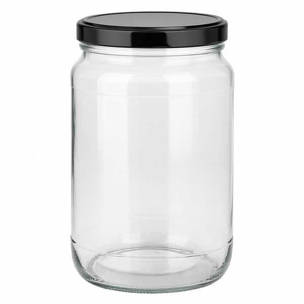 Tarro redondo de 1700ml con tapa BasicSeal negra UNiTWIST