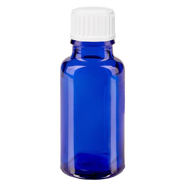Botella de farmacia azul 20ml tapón de rosca blanco estándar Botella de farmacia azul 20ml tapón de rosca blanco estándar