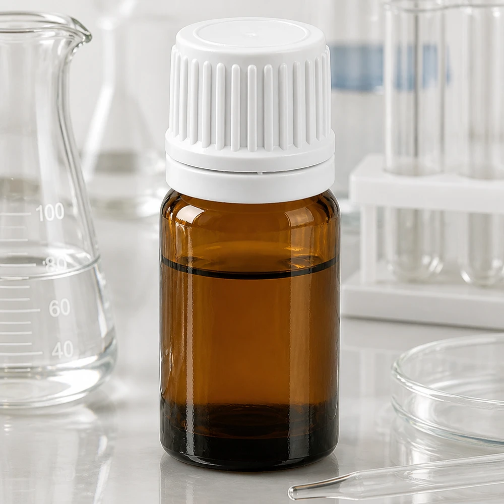 Frasco cuentagotas BrownLine de 5 ml con tapón blanco OV para laboratorio y uso farmacéutico