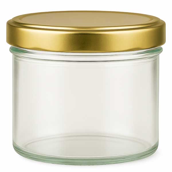 Tarro cilíndrico de 230ml con tapa BasicSeal oro UT