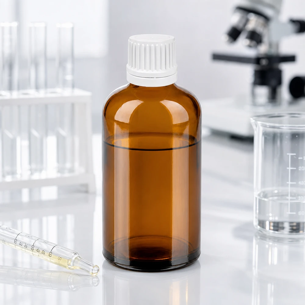 Frasco cuentagotas preciso de 0,7 mm y 100 ml de vidrio ámbar con protección UV para aplicaciones de laboratorio