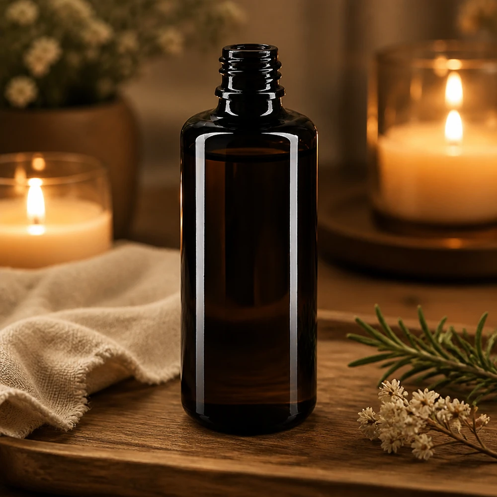 Frasco de vidrio violeta Orion 100 ml con rosca para aceites esenciales y cosméticos