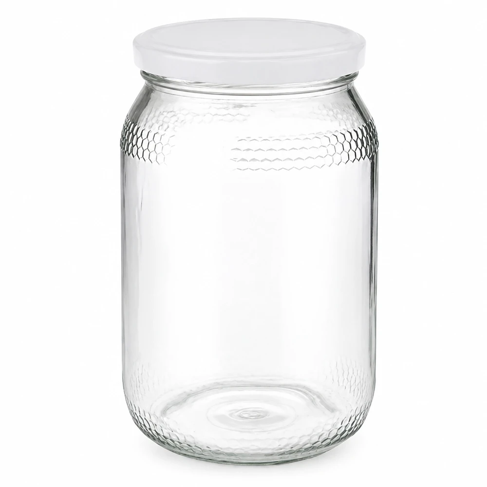 Tarro para miel de 1260 g con tapa blanca BasicSeal UNiTWIST Tarro de miel de 900 ml con tapa blanca BasicSeal Tapa UNiTWIST transparente Material apícola Envases para miel