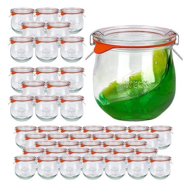 Juego de 48 tarros Weck 370ml tarro tulipán con 48 tapas de cristal Juego de 48 tarros Weck 370ml tarro tulipán con 48 tapas de cristal