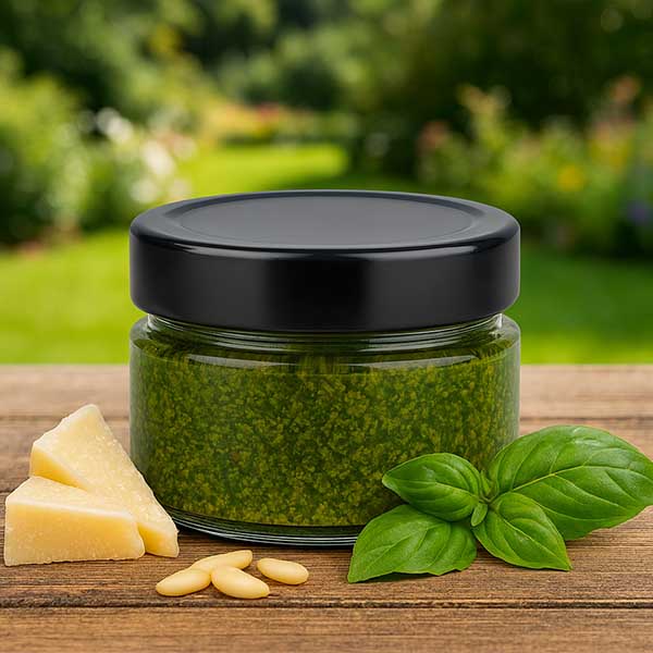 Tarro redondo de 130ml con tapa BasicSeal negra UNiTWIST