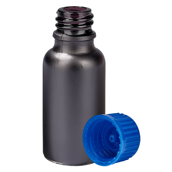 Botella 20ml 11mm tapón rosca azul estándar BlackLine UT18/20 Botella 20ml 11mm tapón rosca azul estándar BlackLine UT18/20
