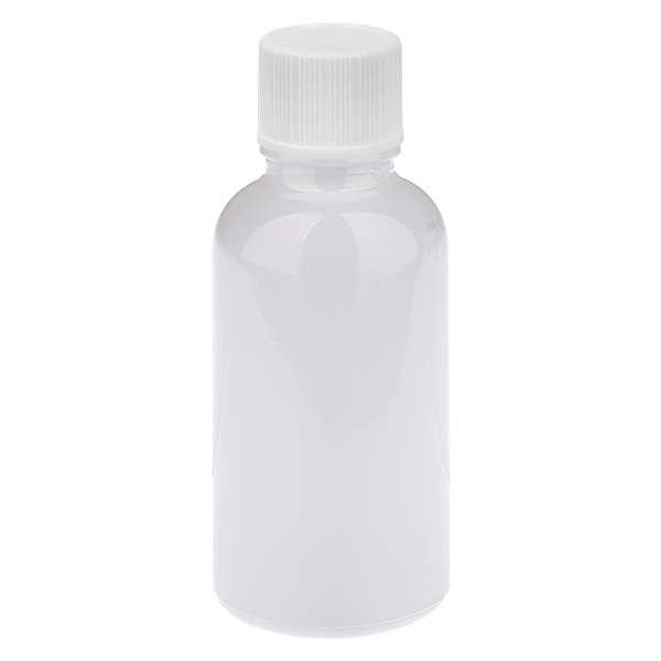 Frasco de 30 ml con tapón de rosca de 11 mm blanco estándar WhiteLine UT18/30 Frasco de 30 ml con tapón de rosca de 11 mm blanco estándar WhiteLine UT18/30
