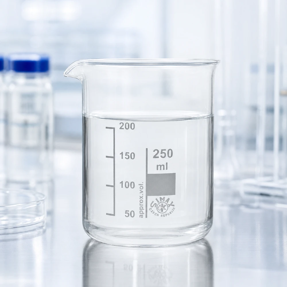 Vaso transparente de 250 ml de robusto vidrio de borosilicato para mediciones precisas en el laboratorio y la cocina