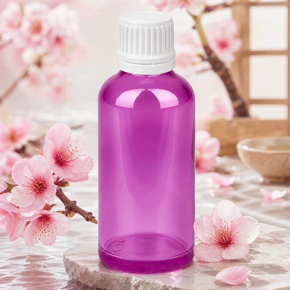 50ml botella 11mm tapón de rosca blanco Originalidad tapón de rosca PurpleLine UT18/50 Elegante frasco de 50 ml de vidrio violeta con abertura de 11 mm para una dosificación precisa