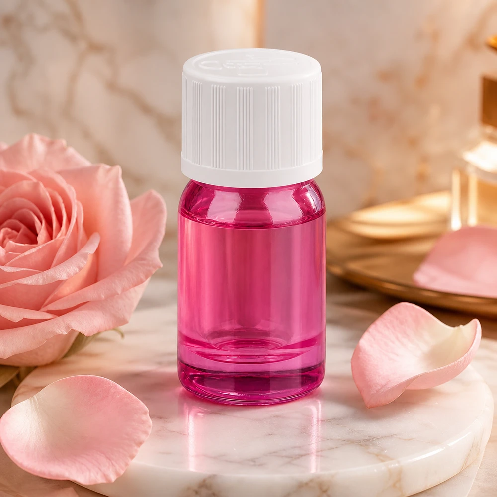 Botella de 5ml tapón de rosca de 11mm blanco estándar a prueba de niños PurpleLine UT18/5 Frasco compacto de cristal violeta de 5 ml con cierre de seguridad para niños ideal para perfumes y esencias