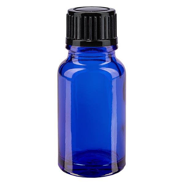 Botella de farmacia azul 10ml tapón de rosca negro estándar Botella de farmacia azul 10ml tapón de rosca negro estándar