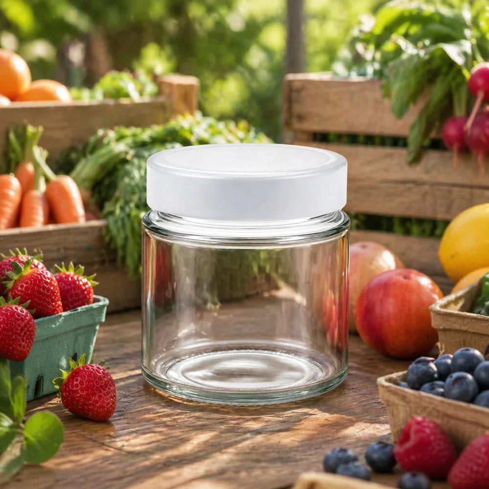 Tarro redondo 135ml + tapa BasicSeal blanco profundo UNiTWIST 135ml tarro redondo tapa BasicSeal blanco exterior jardín fruta fresca verduras natural almacenamiento tarro