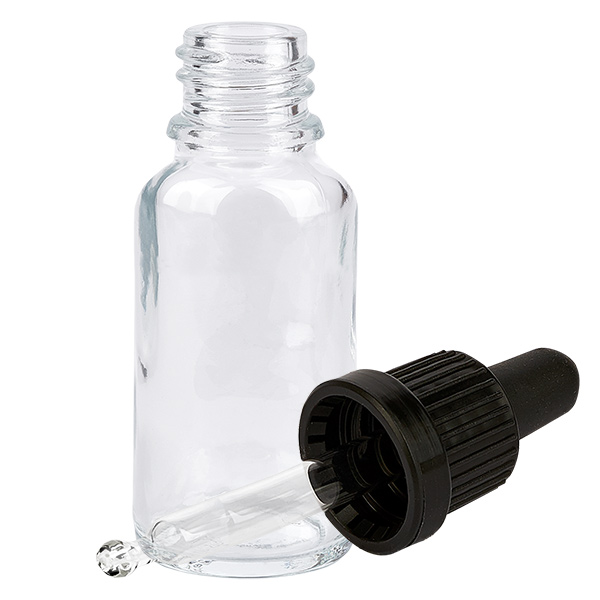 Frasco pipeta 20ml cierre inviolable negro ClearLine UT18/20 Frasco pipeta 20ml cierre inviolable negro ClearLine UT18/20