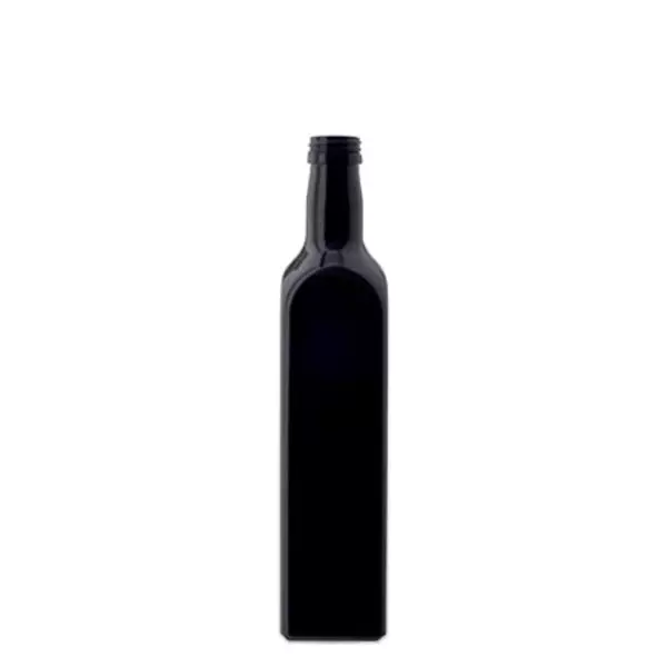 Botella de aceite de vidrio violeta cuadrada de 500ml, UNI 31.5x24 Botella de aceite de vidrio violeta cuadrada de 500ml, UNI 31.5x24