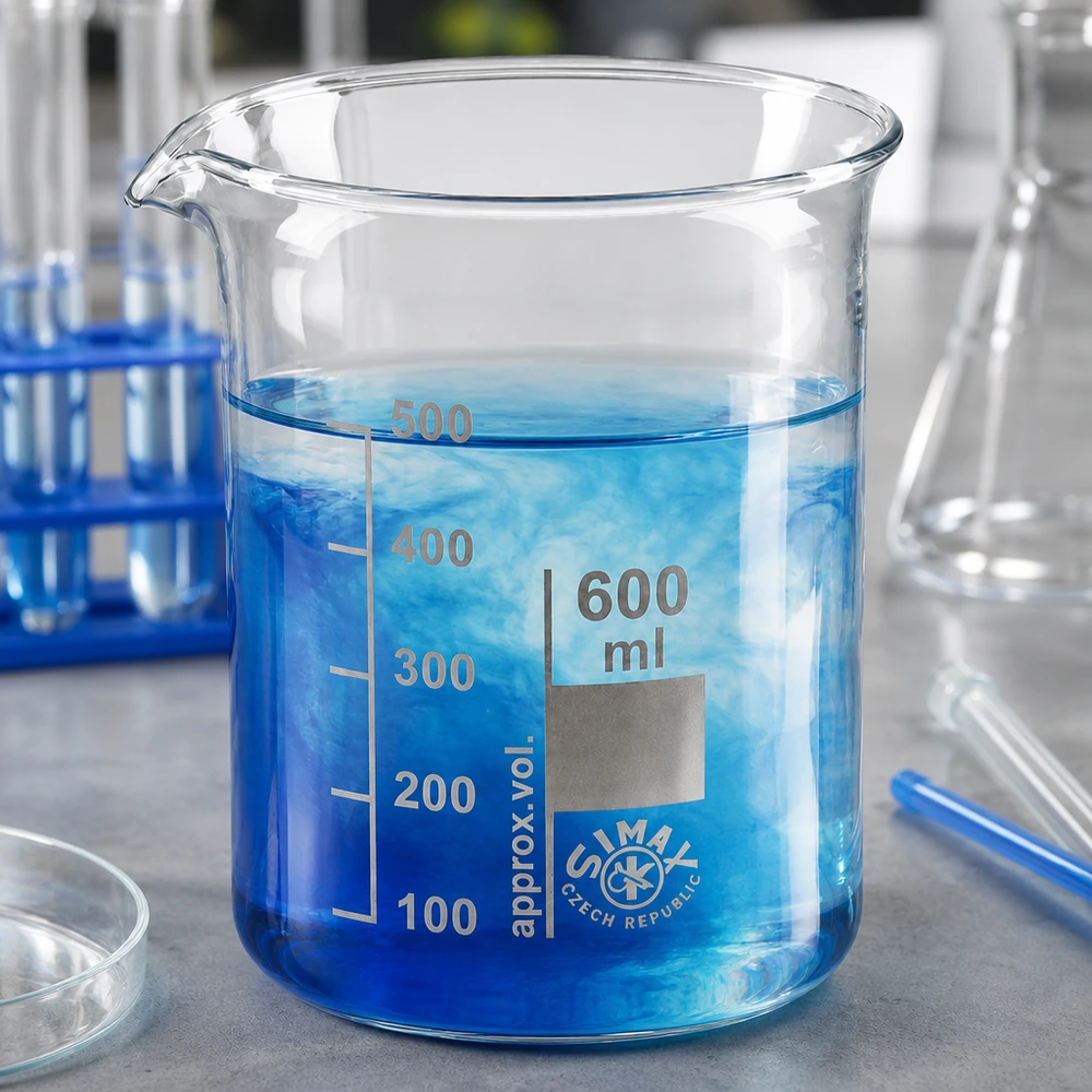 Vaso de precipitados 600ml vidrio borosilicato, forma baja Vaso resistente al calor 600 ml molde bajo de robusto vidrio de borosilicato para aplicaciones de laboratorio