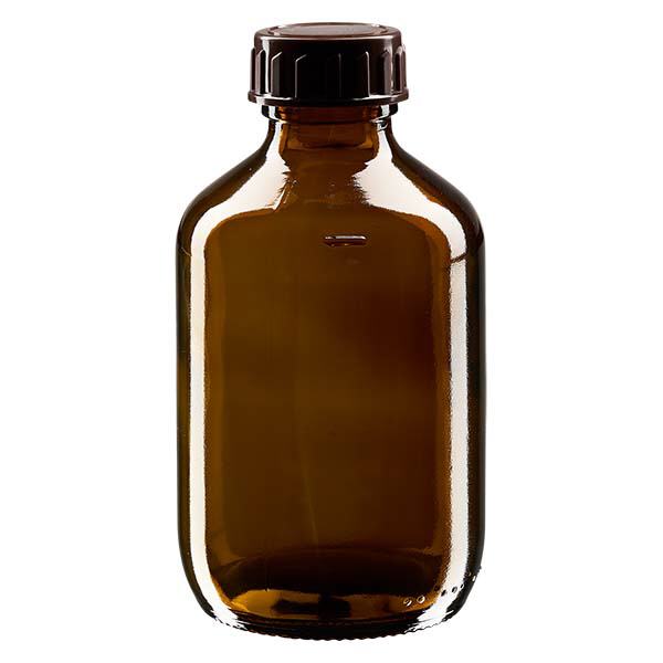 Frasco medicamento 200ml marrón, con tapón marrón ApoGlas Frasco medicamento 200ml marrón, con tapón marrón ApoGlas