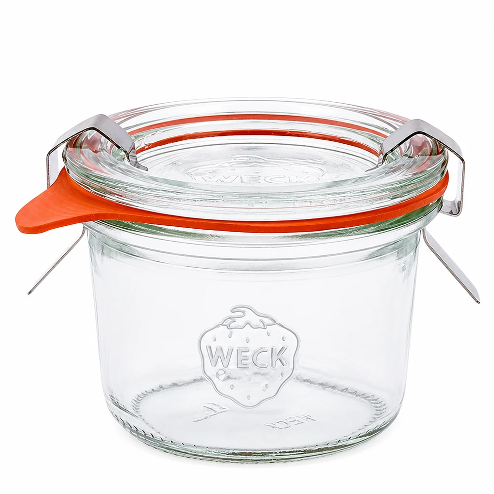 Vasos de 80 ml completos WECK RR60 Tarro WECK RR60 de 80 ml con tapa de cristal y anillo de goma para conservar y almacenar