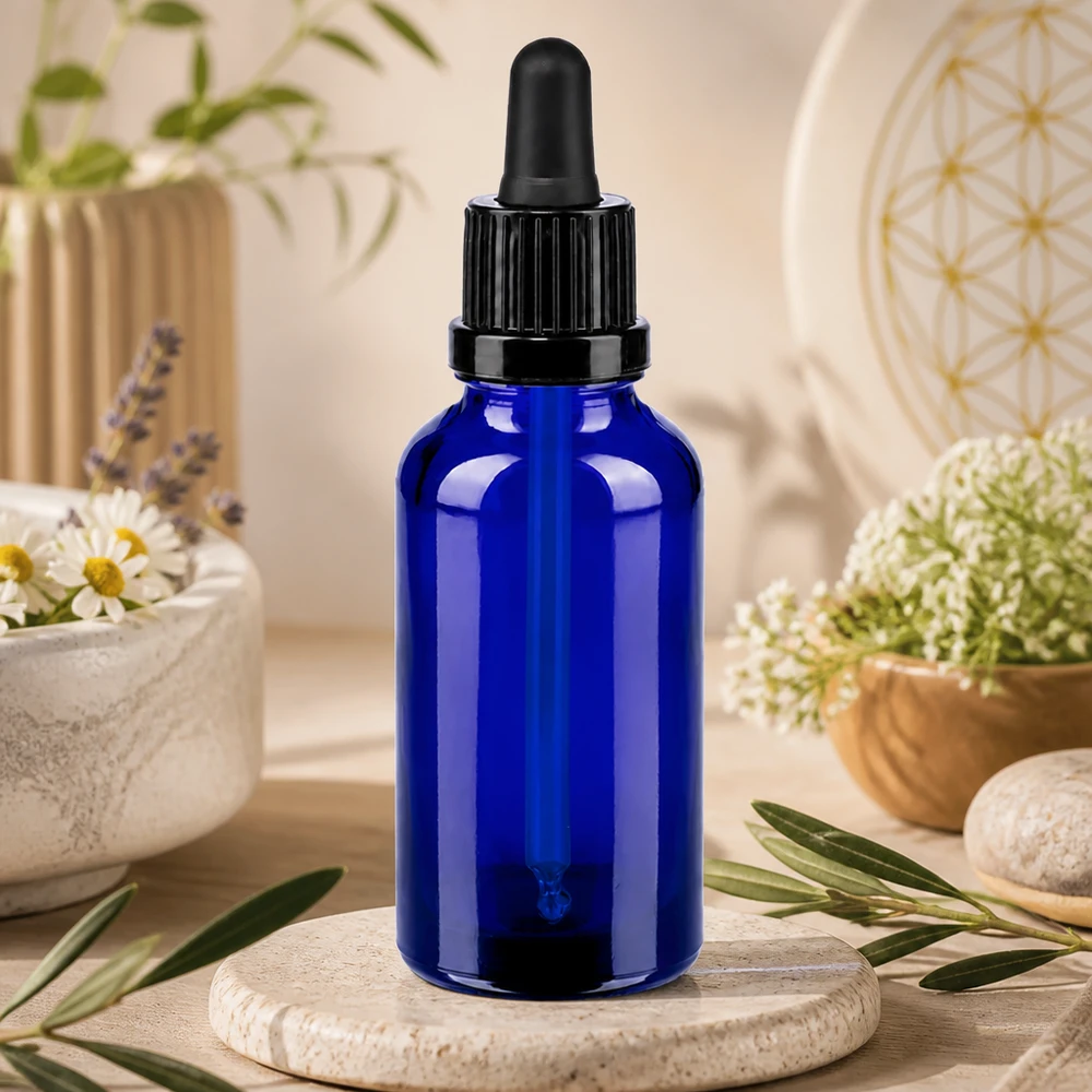 Frasco de vidrio compacto de 30 ml con pipeta BlueLine UT18/30 para ahorrar espacio de almacenamiento