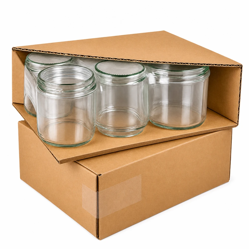 Vasos de 230 ml + tapa BasicSeal flor menta UNiTWIST Vasos de 230 ml suministrados en una caja de cartón, embalaje seguro de los tarros de conserva con tapas BasicSeal para el envío