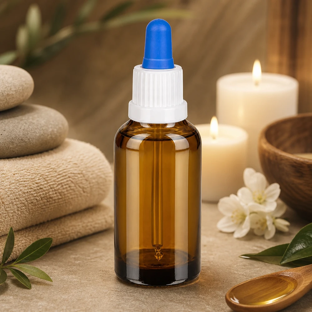 Pipeta profesional de 30 ml con punta azul para una aplicación precisa en spas y centros de bienestar