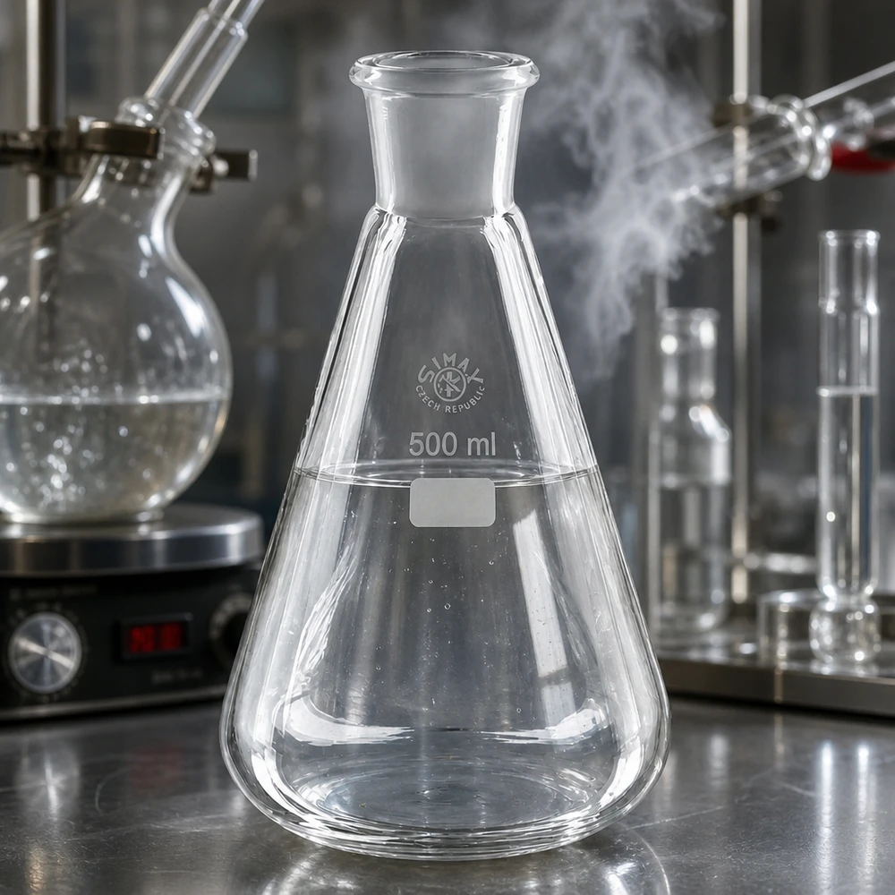 Matraz Erlenmeyer transparente de 500 ml con junta esmerilada estándar 29/32 para experimentos químicos