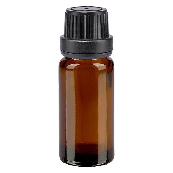 Botella de farmacia marrón 10ml tapón cuentagotas anillo vertedor 2mm tapón inviolable negro Botella de farmacia marrón 10ml tapón cuentagotas anillo vertedor 2mm tapón inviolable negro