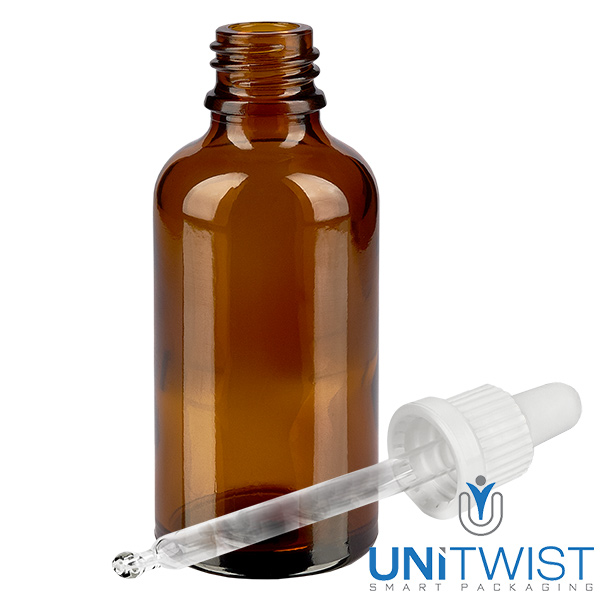 Frasco pipeta 50ml cierre inviolable blanco BrownLine UT18/50