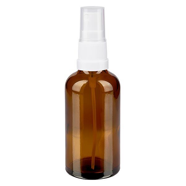 Botella de farmacia marrón 50ml tapón rosca blanco Botella de farmacia marrón 50ml tapón rosca blanco
