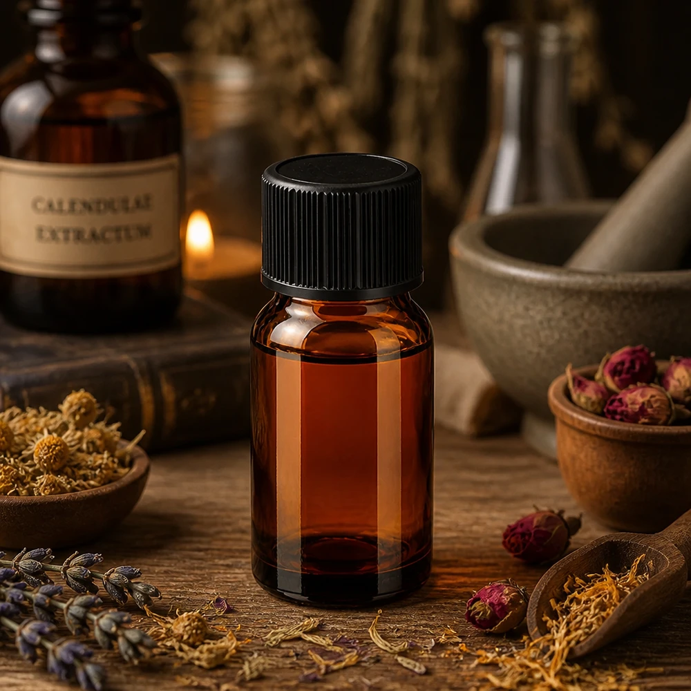 Frasco gotero BrownLine de 10 ml con protección UV mediante vidrio marrón para aromaterapia y cosmética natural