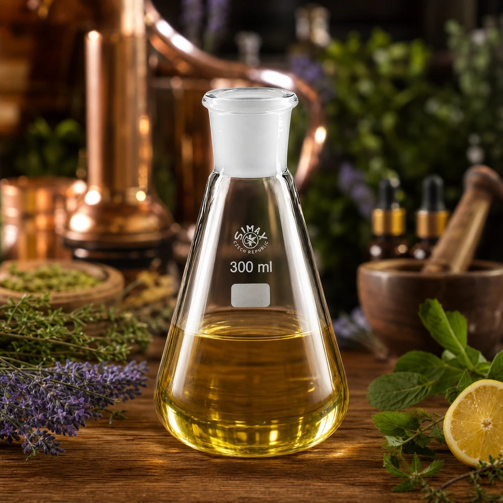 Matraz Erlenmeyer de 300 ml con base ancha y fondo estándar 29/32 para un almacenamiento estable