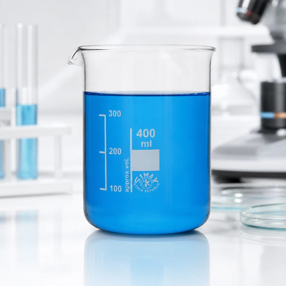 Robusto vaso de vidrio borosilicato de 400 ml con graduación transparente para experimentos químicos