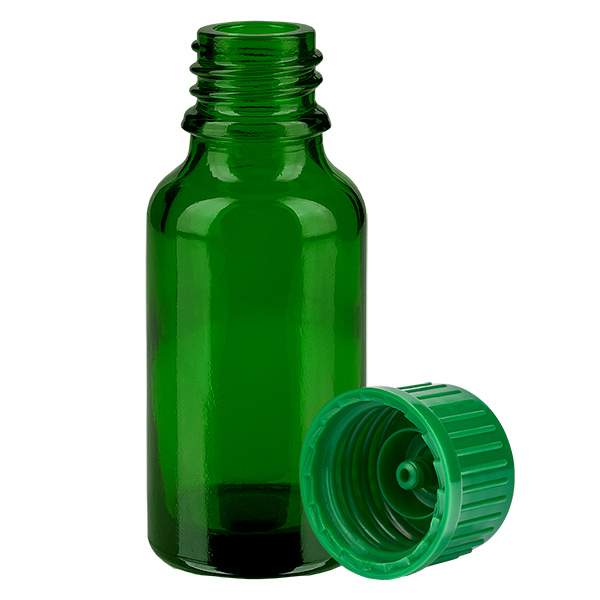 Frasco de 20 ml con tapón de rosca de 11 mm verde Estándar GreenLine UT18/20