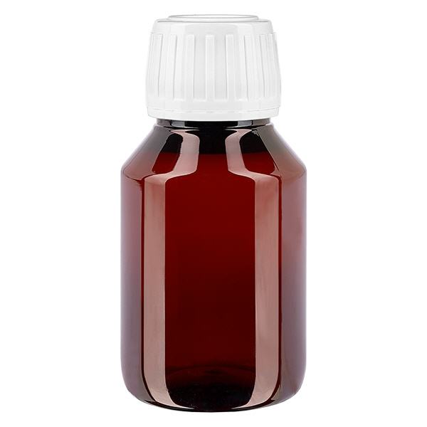 Botella PET 50ml con tapón de seguridad blanco estándar Botella PET 50ml con tapón de seguridad blanco estándar