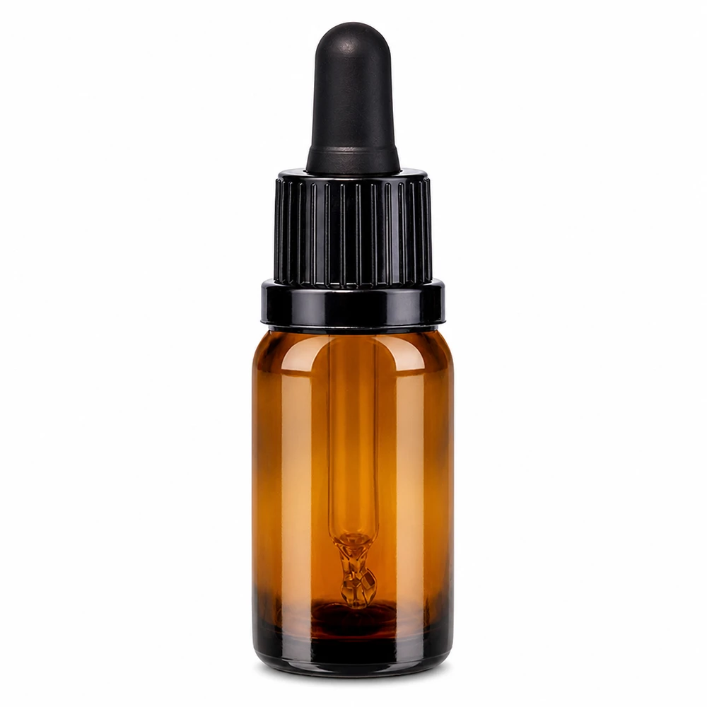 Frasco pipeta 10ml cierre inviolable negro BrownLine UT18/10 Frasco pipeta 10ml marrón con tapón cuentagotas negro para aceites esenciales y sueros