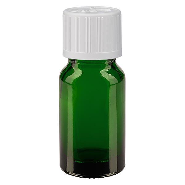 Botella de farmacia verde 10ml tapón cuentagotas blanco estándar a prueba de niños Botella de farmacia verde 10ml tapón cuentagotas blanco estándar a prueba de niños